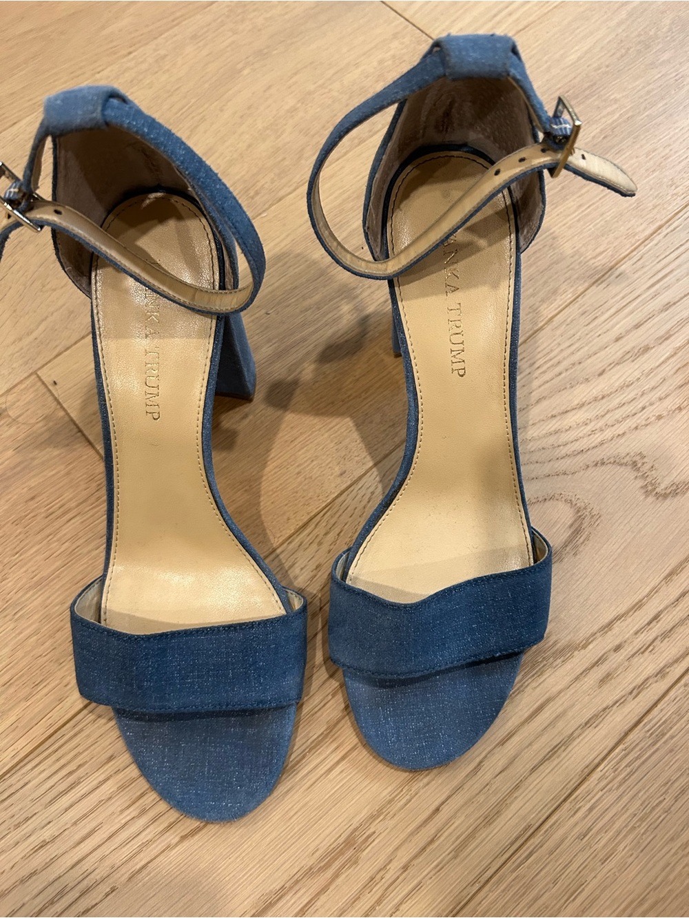 Denim Blue Ankle-Strap Block Heels
